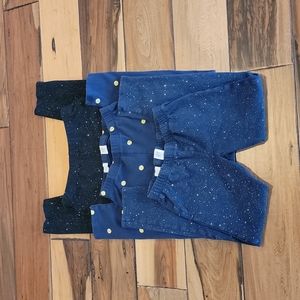 Gap kids leggings, sizes 6/7 + 8/9, black, blue, blue w/dots